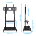 Rolling TV Stand 32-100 w/ Adjustable Mount & 2-Tier Shelf