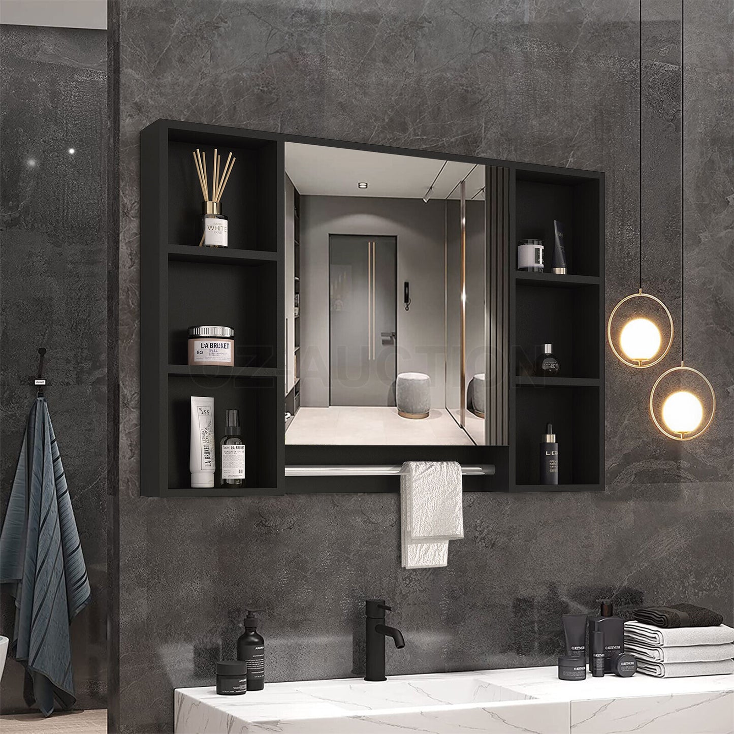 Bathroom Mirrored Cabinet Wall Storage Organizer