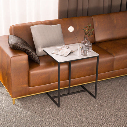 C Shape Sofa Side End Table Sintered Stone Black White