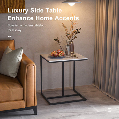 C Shape Sofa Side End Table Sintered Stone Black White