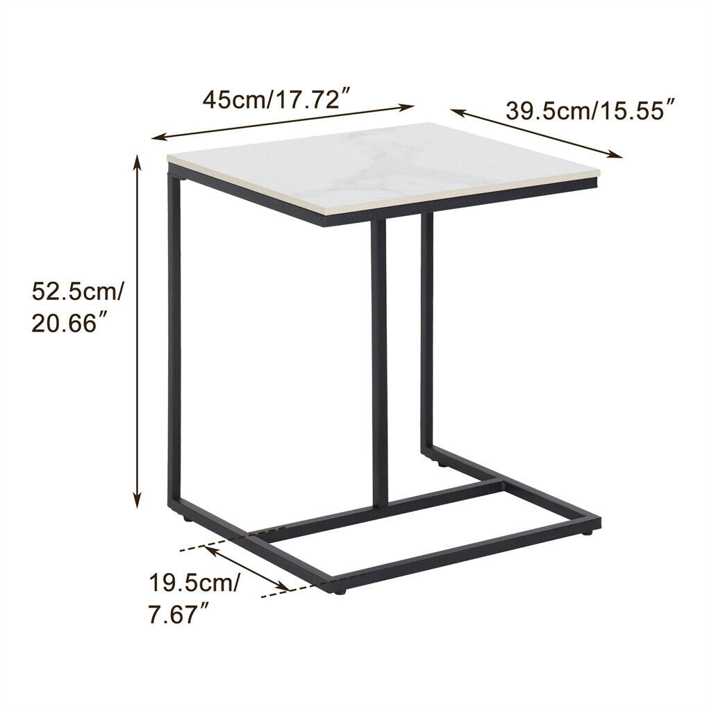 C Shape Sofa Side End Table Sintered Stone Black White