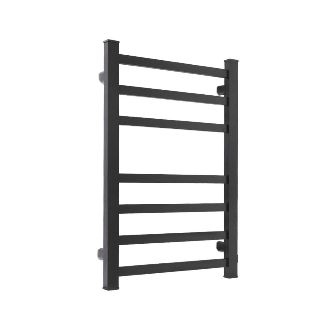 Aluminium Heated Towel Rail 7-Bar Electric Warmer Black
