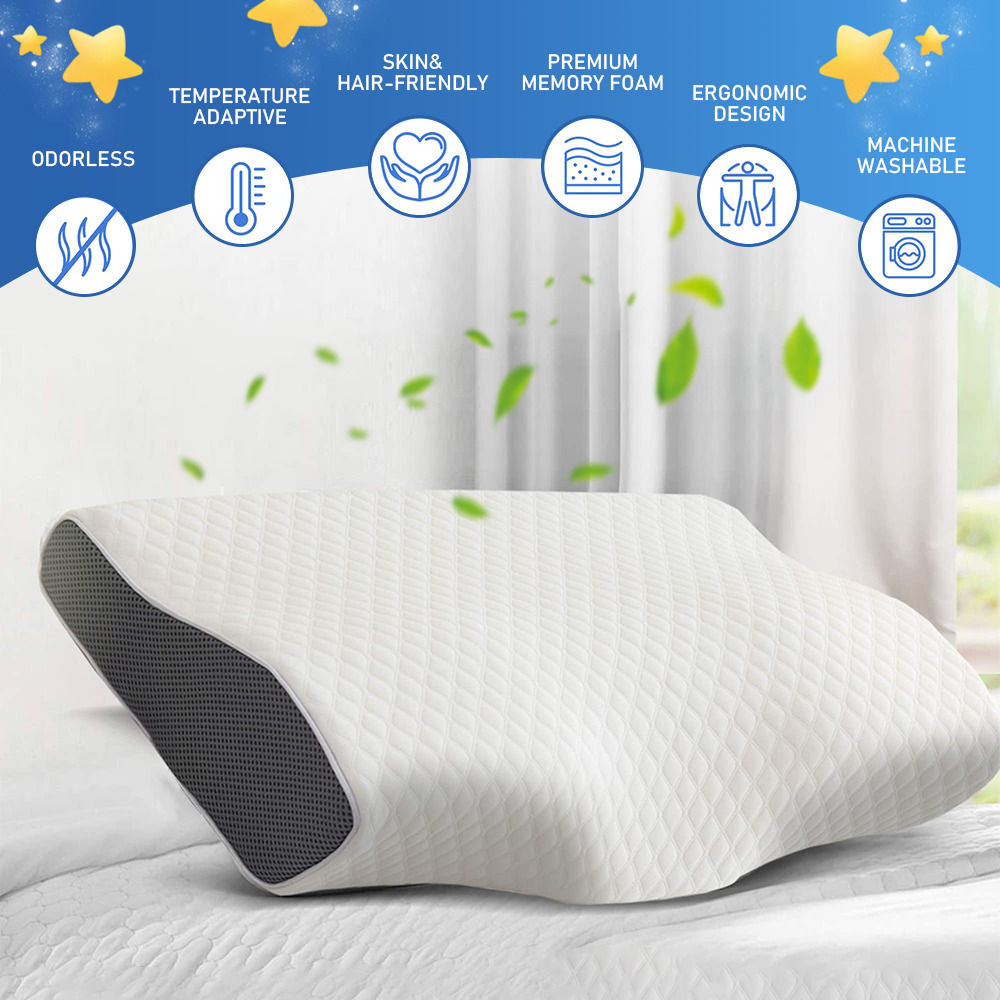 Cervical Memory Foam Pillow Butterfly Shape Standard Anti Snore