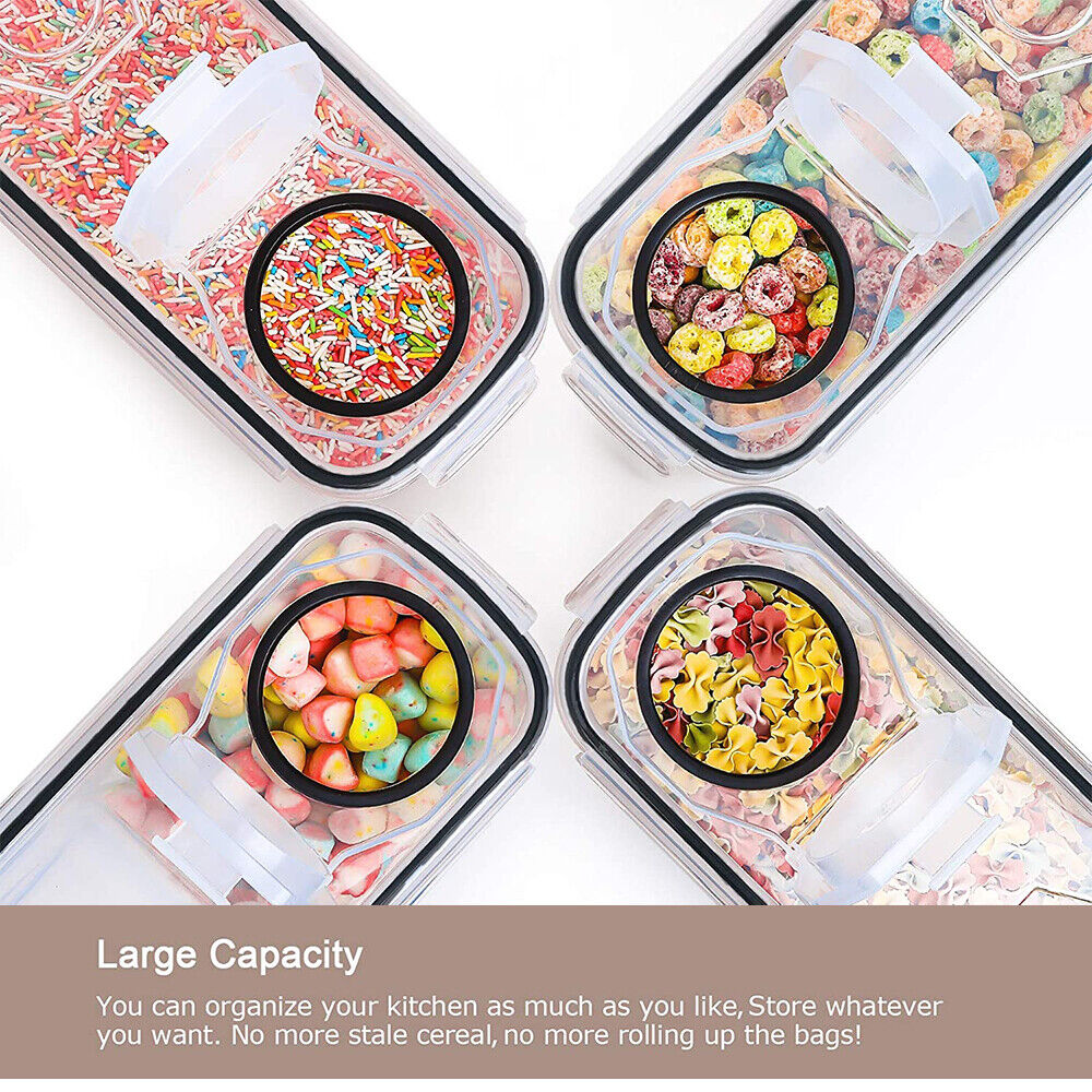 6PCS Food Storage Containers Kitchen Dry Pantry Organiser Airtight Lids