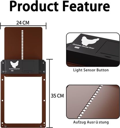 Automatic Chicken Coop Door Opener Solar Timer Sensor LCD AU