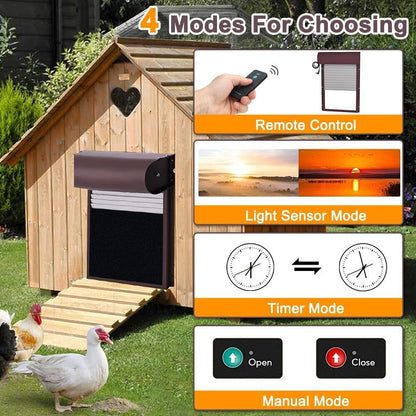 Automatic Chicken Coop Door Opener with Gate Light Sensor Remote