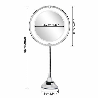 10X LED Magnifying Makeup Mirror 360° Rotation
