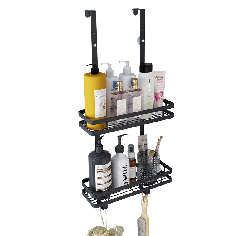 Black Aluminium Shower Caddy 74cm Hanging Storage Rack 35cm