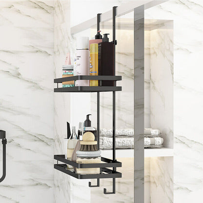 Black Aluminium Shower Caddy 74cm Hanging Storage Rack 35cm