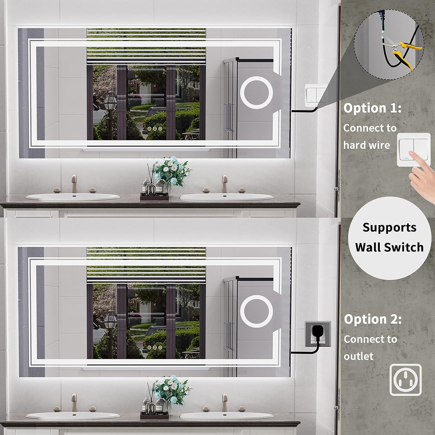 1200x600mm LED Bathroom Mirror Anti-fog Magnifying