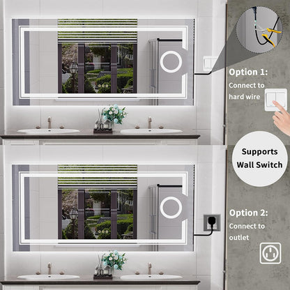 1200x600mm LED Bathroom Mirror Anti-fog Magnifying