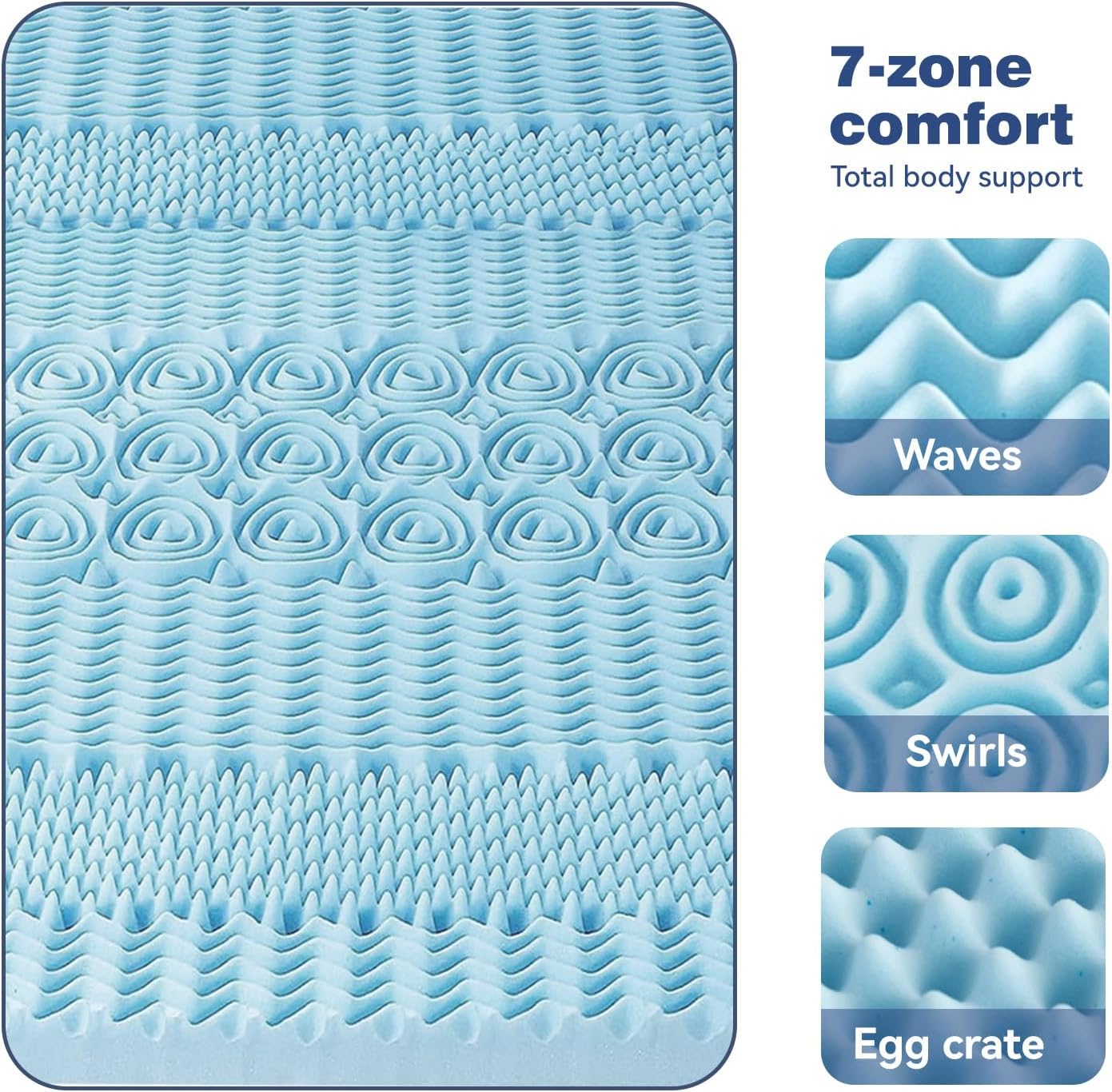 Double Bamboo Memory Foam Mattress Topper 7-Zone 8cm