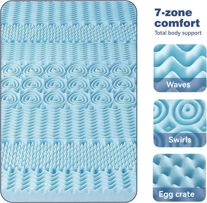 Double Bamboo Memory Foam Mattress Topper 7-Zone 8cm