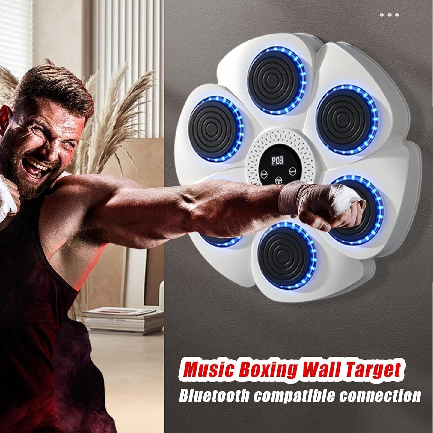 Bluetooth Boxing Machine Wall Mount White, Gloves Included,