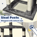 Large Grey Cat Tree Tower Condo with Scratching Post Bed