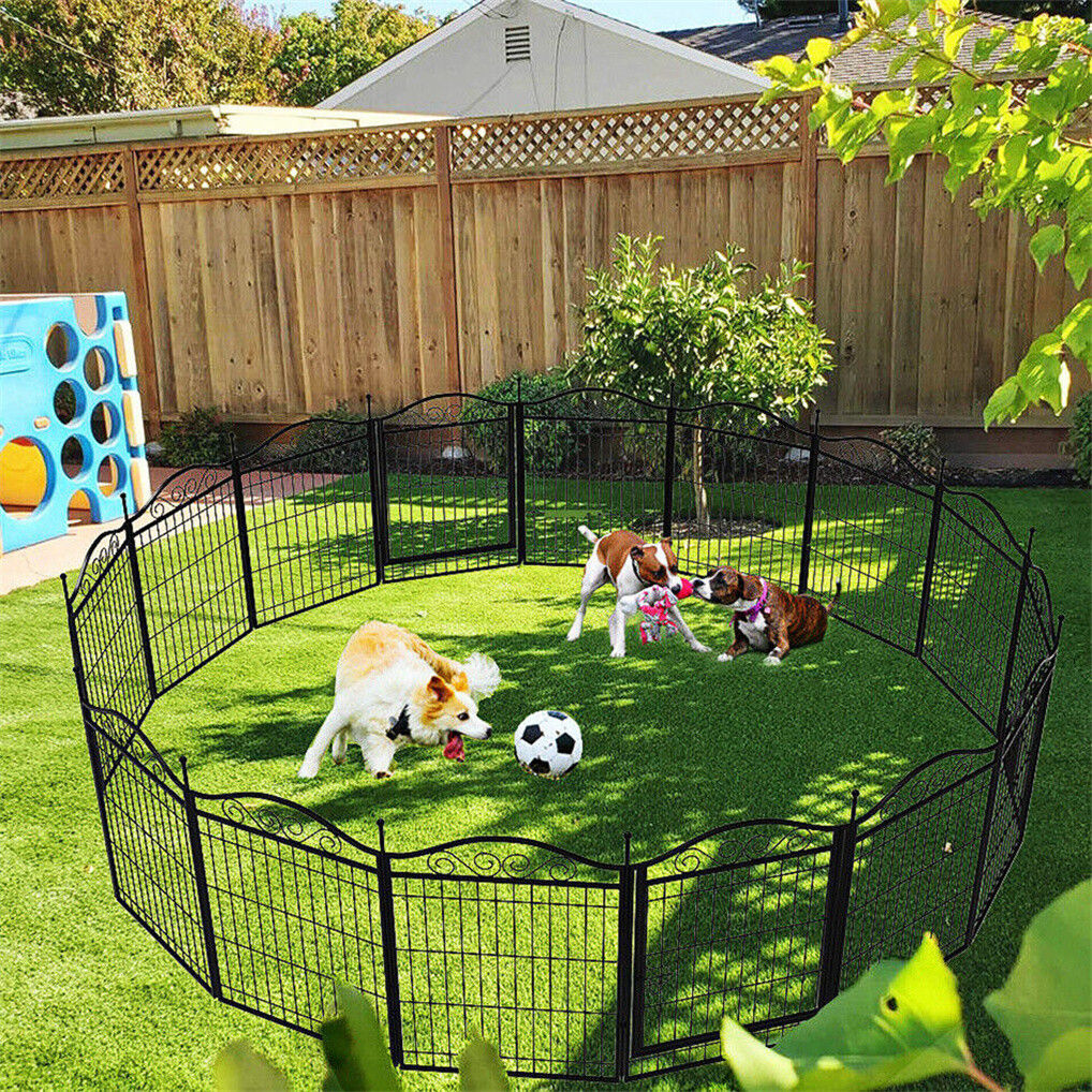 16 Panel Pet Playpen Gate Extension w/ Lockable Door Large Dog Cage