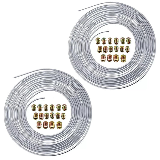 25Ft 3/16'' OD Steel Zinc Brake Line Tubing Kit 150MPa +32 Fittings
