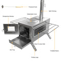Stainless Steel Wood Burning Stove 1 Burner Camping BBQ with Chimney