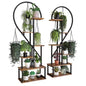 6 Tier Corner Plant Stand Metal & MDF Ladder Shelf Rack