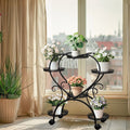 Rolling Metal Plant Stand Indoor Outdoor Garden Display Shelf
