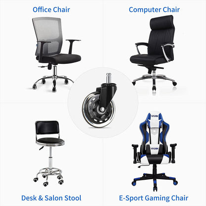 3 Swivel Rollerblade Chair Wheels, 7/16 Stem, All Floors - 5 Pack