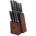 10 Piece Knife Block Set - High Carbon Stainless Steel Cutlery with Hardwood Block