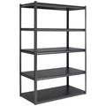 5-Tier Silver Vein Storage Rack with Adjustable Composite Wood Shelves and Black Melamine Finish