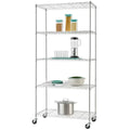 Chrome 5 Tier Shelving Rack - Adjustable, Tool-Free Assembly, 113.4 kg Capacity per Shelf