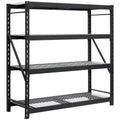 Black Industrial Rack with Interlocking Wire Deck, Heavy Duty Steel Construction