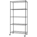 5 Tier Black Shelving Rack - Adjustable, No Tools Required, 113.4kg Capacity