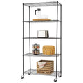 5 Tier Black Shelving Rack - Adjustable, No Tools Required, 113.4kg Capacity