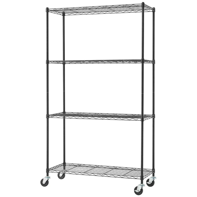 Black Basics 4 Tier Shelving Rack - 113.4kg Capacity Per Shelf