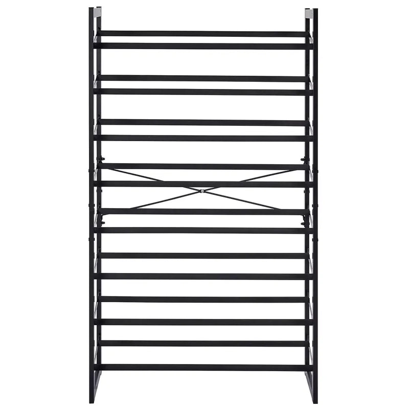 Set of 2 Black Matte Stackable Shoe Rack, 8-Tier Vertical Tower, Grey