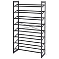 Set of 2 Black Matte Stackable Shoe Rack, 8-Tier Vertical Tower, Grey