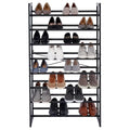 Set of 2 Black Matte Stackable Shoe Rack, 8-Tier Vertical Tower, Grey