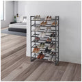 Set of 2 Black Matte Stackable Shoe Rack, 8-Tier Vertical Tower, Grey