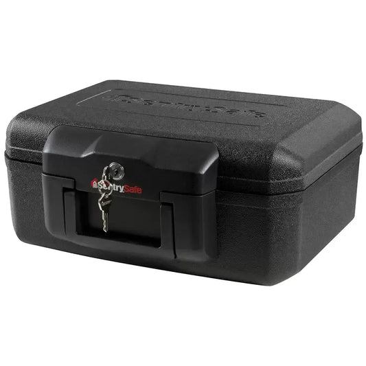 Black Privacy Lock Fire Chest with Carrying Handle for Secure Storage