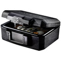 Black Privacy Lock Fire Chest with Carrying Handle for Secure Storage