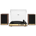 Vinyl Record Shelf Turntable with Speakers, Walnut Finish