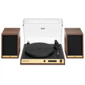 Vinyl Record Shelf Turntable with Speakers, Walnut Finish