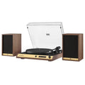 Vinyl Record Shelf Turntable with Speakers, Walnut Finish