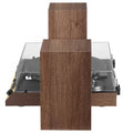 Vinyl Record Shelf Turntable with Speakers, Walnut Finish