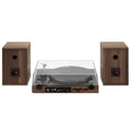 Vinyl Record Shelf Turntable with Speakers, Walnut Finish