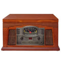 Wood Bluetooth Turntable With AM/FM Radio, CD Player, Paprika