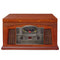 Wood Bluetooth Turntable With AM/FM Radio, CD Player, Paprika