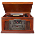 Wood Bluetooth Turntable With AM/FM Radio, CD Player, Paprika