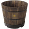 Burnt Oak 37cm Wooden Barrel Planter 6 Pack - Durable Composite for Flowering Plants