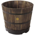 Burnt Oak 55cm Wooden Barrel Planter 6 Pack - Durable Composite for Plants