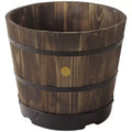Burnt Oak Wooden Barrel Planter 46 x 34cm, 6 Pack - Durable Composite Design for Flowering Plants