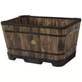Burnt Oak 60cm Wooden Trough Planter 4 Pack - Durable Composite for Flowering Plants
